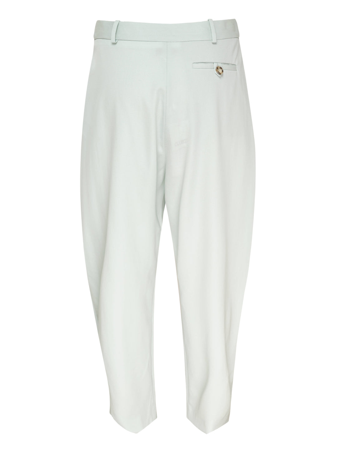 Stella McCartney mid rise balloon tailored pants in pale mint with double front pleats, belt loops, and a tapered cropped leg - view 2
