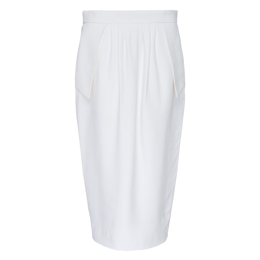 White Pleated Midi Skirt