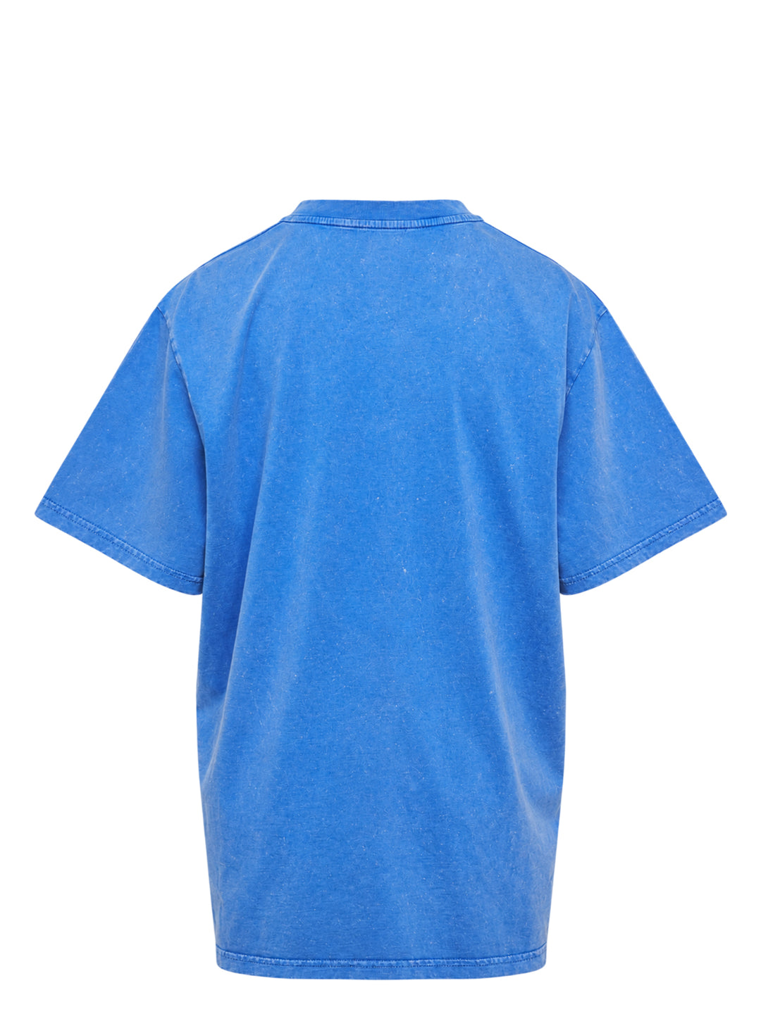 Stella McCartney Abbey Road Boyfriend Tee in acid-washed cobalt blue with a circular psychedelic logo graphic in white and aqua, crew neckline and short sleeves, front view on white background - view 2