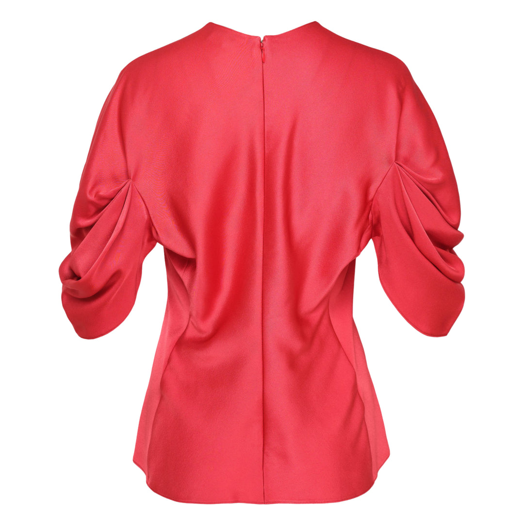 Draped Sleeve Satin Top