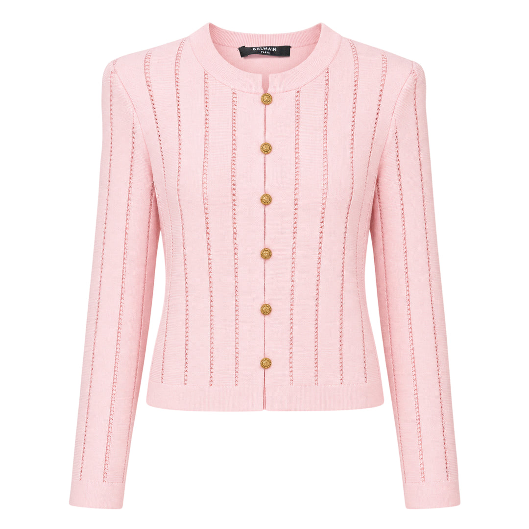 Buttoned Flèchage Knit Cardigan