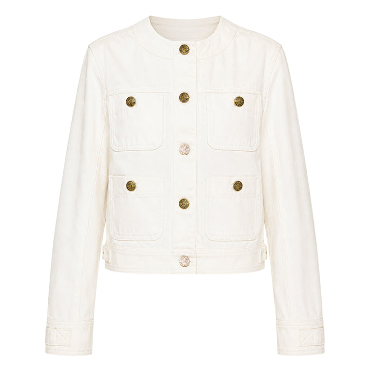Four Pocket Round Collar Denim Jacket