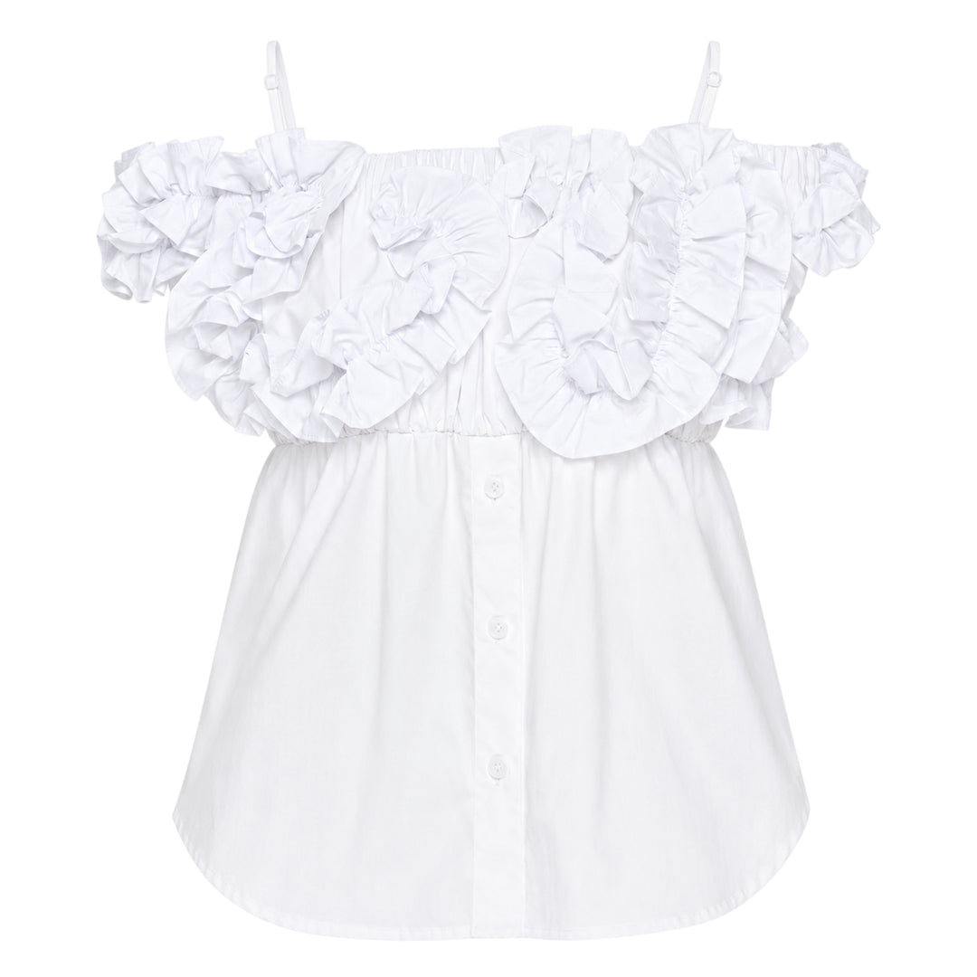 Off-Shoulder Ruffled Shirring Blouse