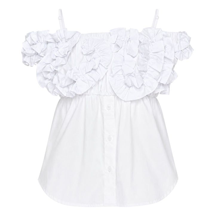 Off-Shoulder Ruffled Shirring Blouse