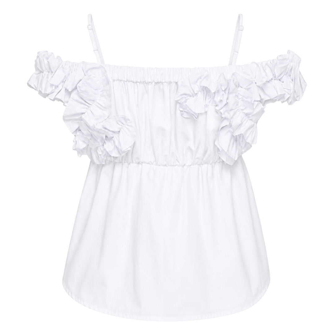 Off-Shoulder Ruffled Shirring Blouse