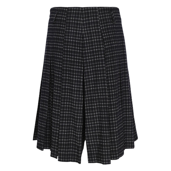 Navy Gray Check Bermuda Pants