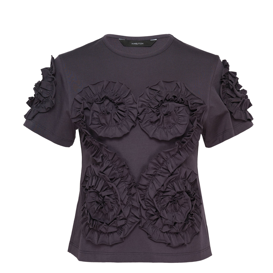 Dark Gray Frill Jersey Top