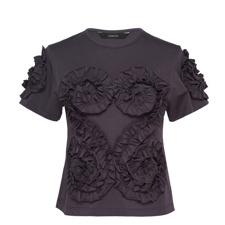 Dark Gray Frill Jersey Top