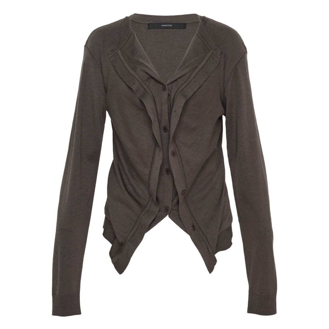 Dark Khaki Draped Cardigan