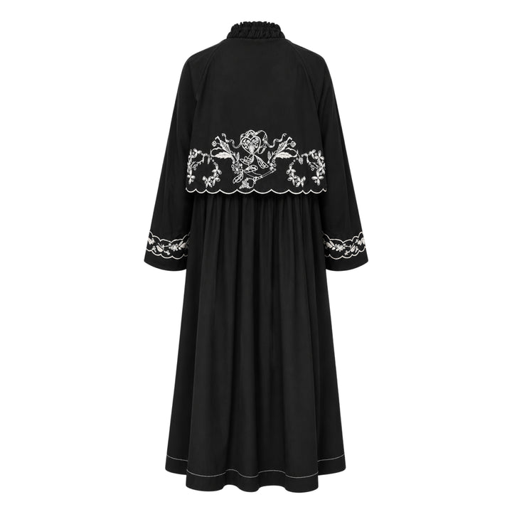 Embroidered Contrast Trench Coat
