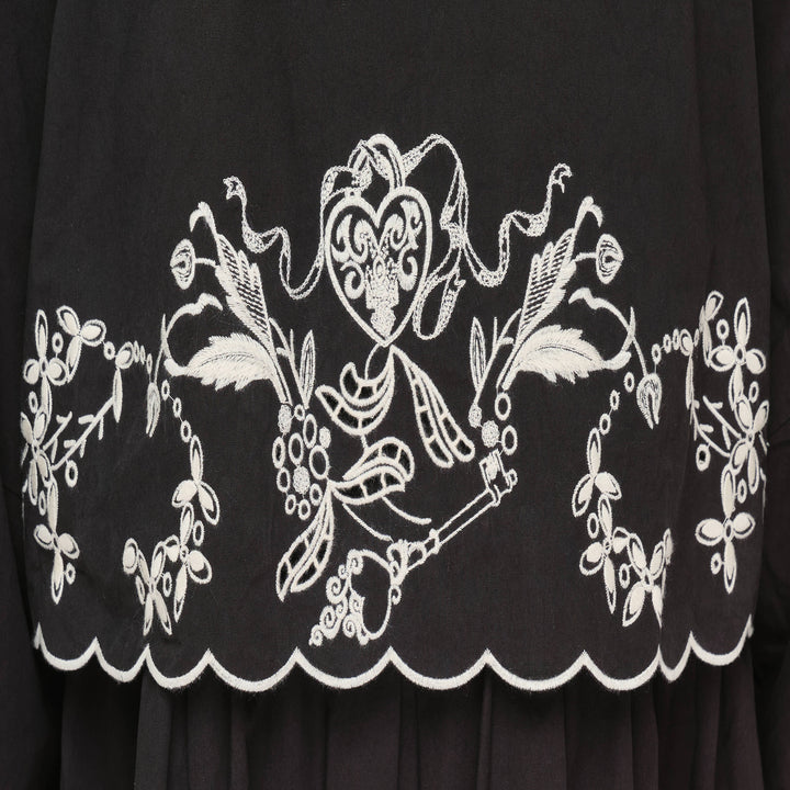 Embroidered Contrast Trench Coat