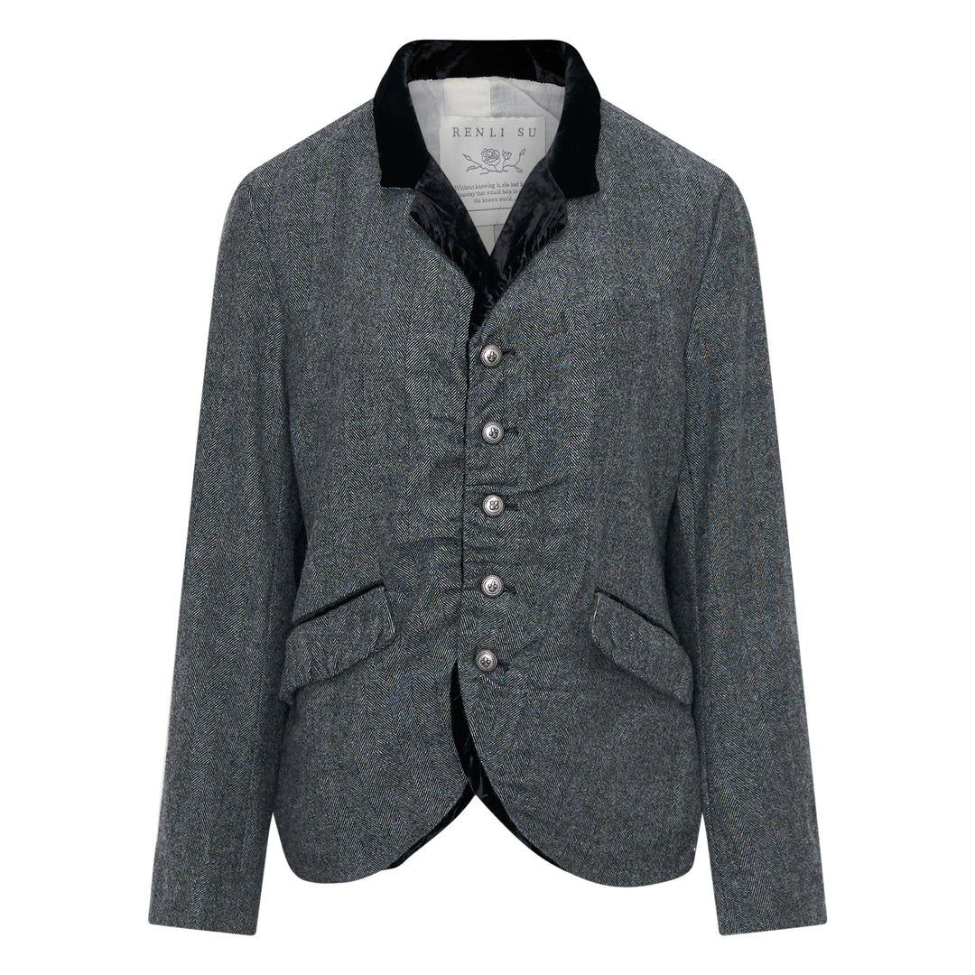 Relaxed Fit Herringbone Jacket