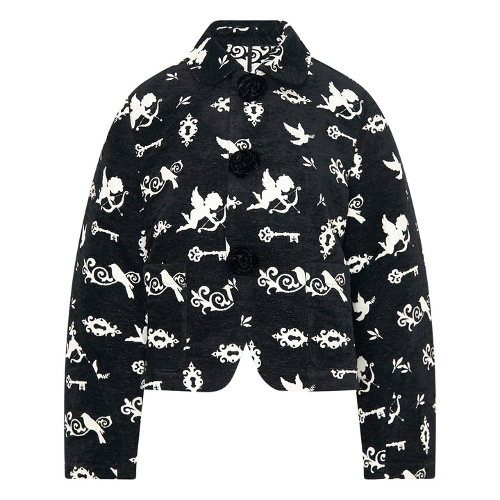 Cupid Print Cropped Jacket