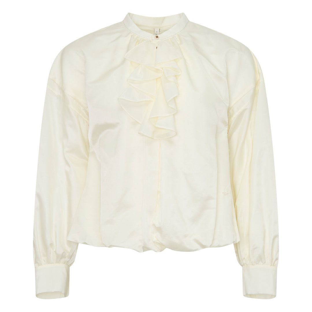 Long Sleeve Ruffle Front Blouse
