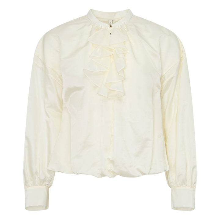 Long Sleeve Ruffle Front Blouse