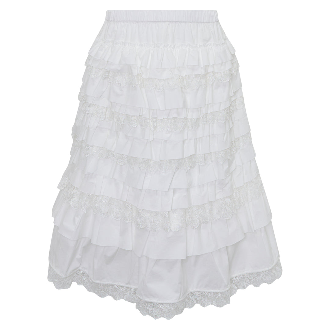 Midi Ruffle Lace Skirt