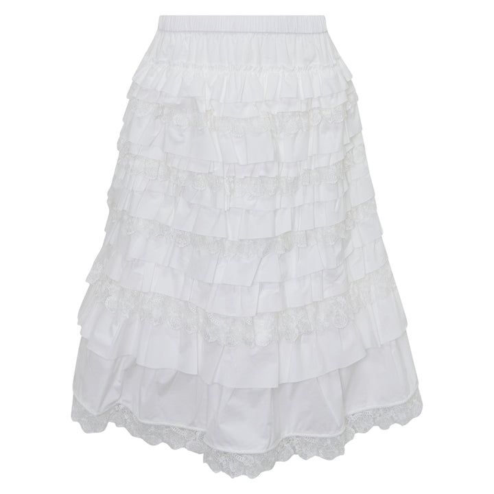 Midi Ruffle Lace Skirt