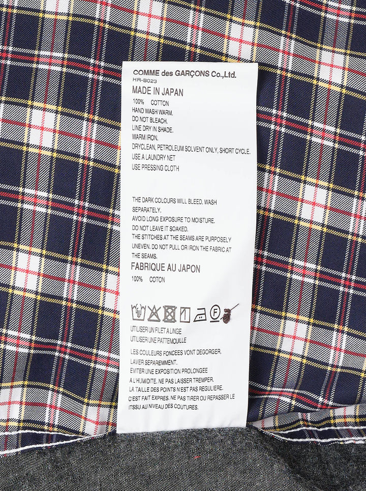 Comme des Garçons Homme cotton twill long sleeve shirt in navy, white, red, and olive plaid check with button-down collar and chest pocket - view 3