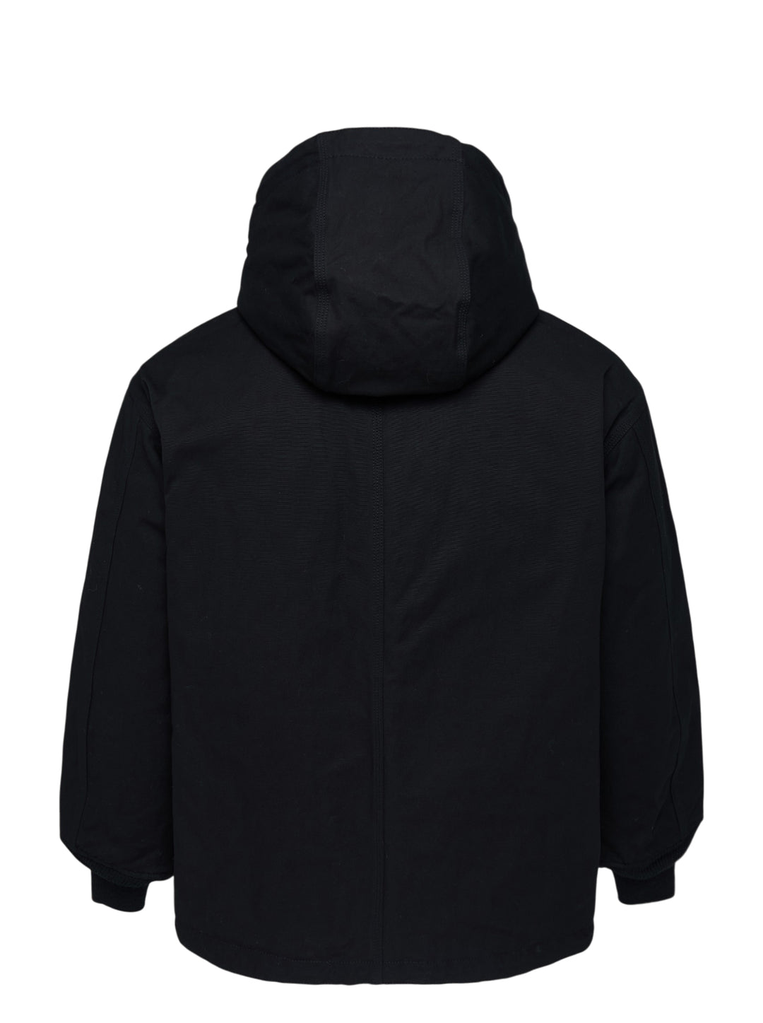 Black Comme des Garçons Homme hooded zip blouson jacket with quilted hood lining, chest flap pocket, zip hand pockets and ribbed cuffs - view 2