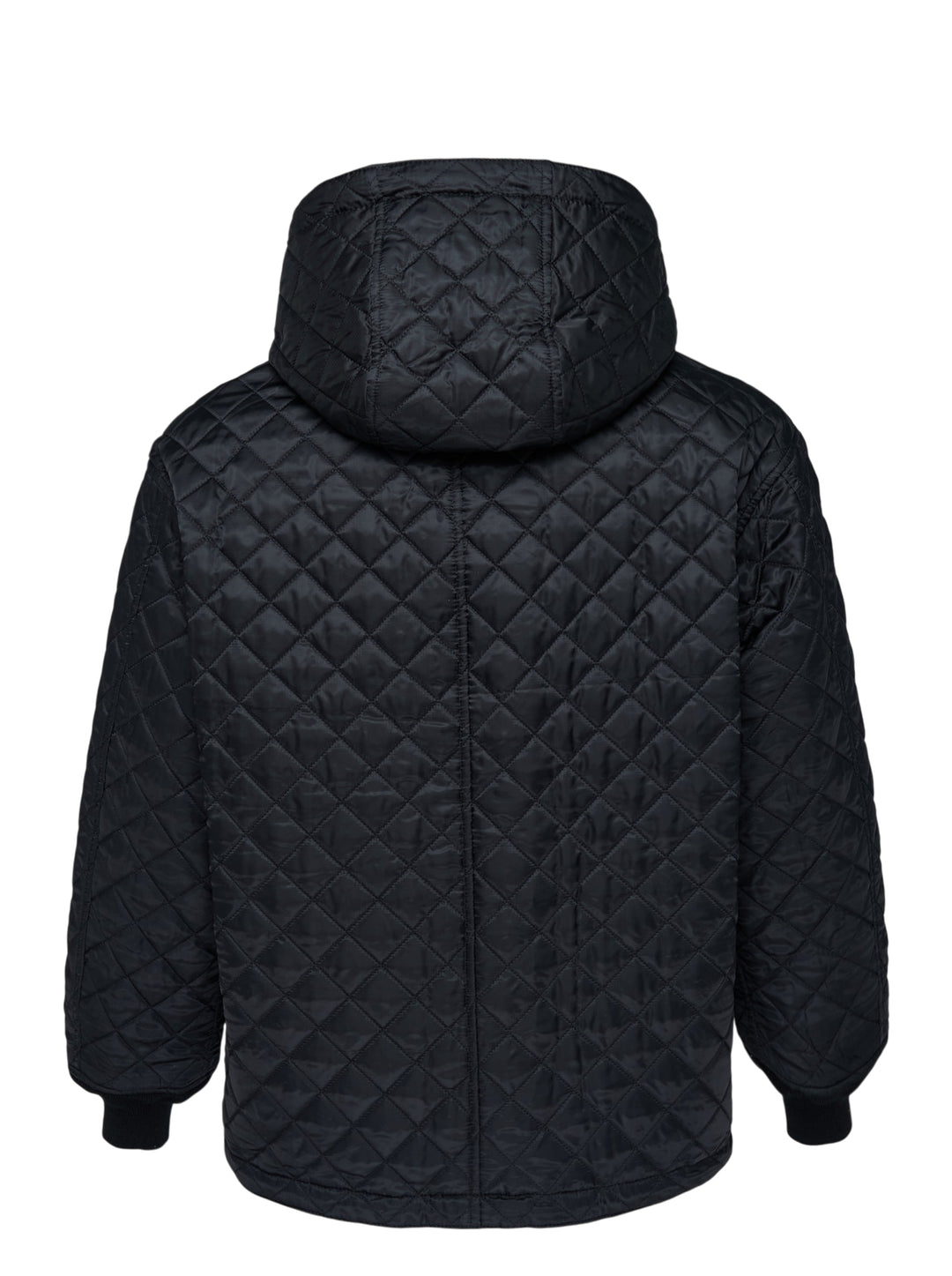 Black Comme des Garçons Homme hooded zip blouson jacket with quilted hood lining, chest flap pocket, zip hand pockets and ribbed cuffs - view 4