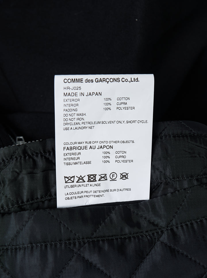 Black Comme des Garçons Homme hooded zip blouson jacket with quilted hood lining, chest flap pocket, zip hand pockets and ribbed cuffs - view 5