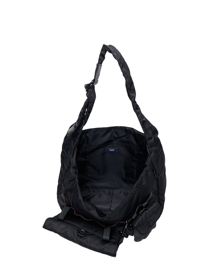 Comme des Garçons Homme x Porter black nylon duck oversized shoulder bag with multi-pocket utility exterior and detachable mini pouch - view 3