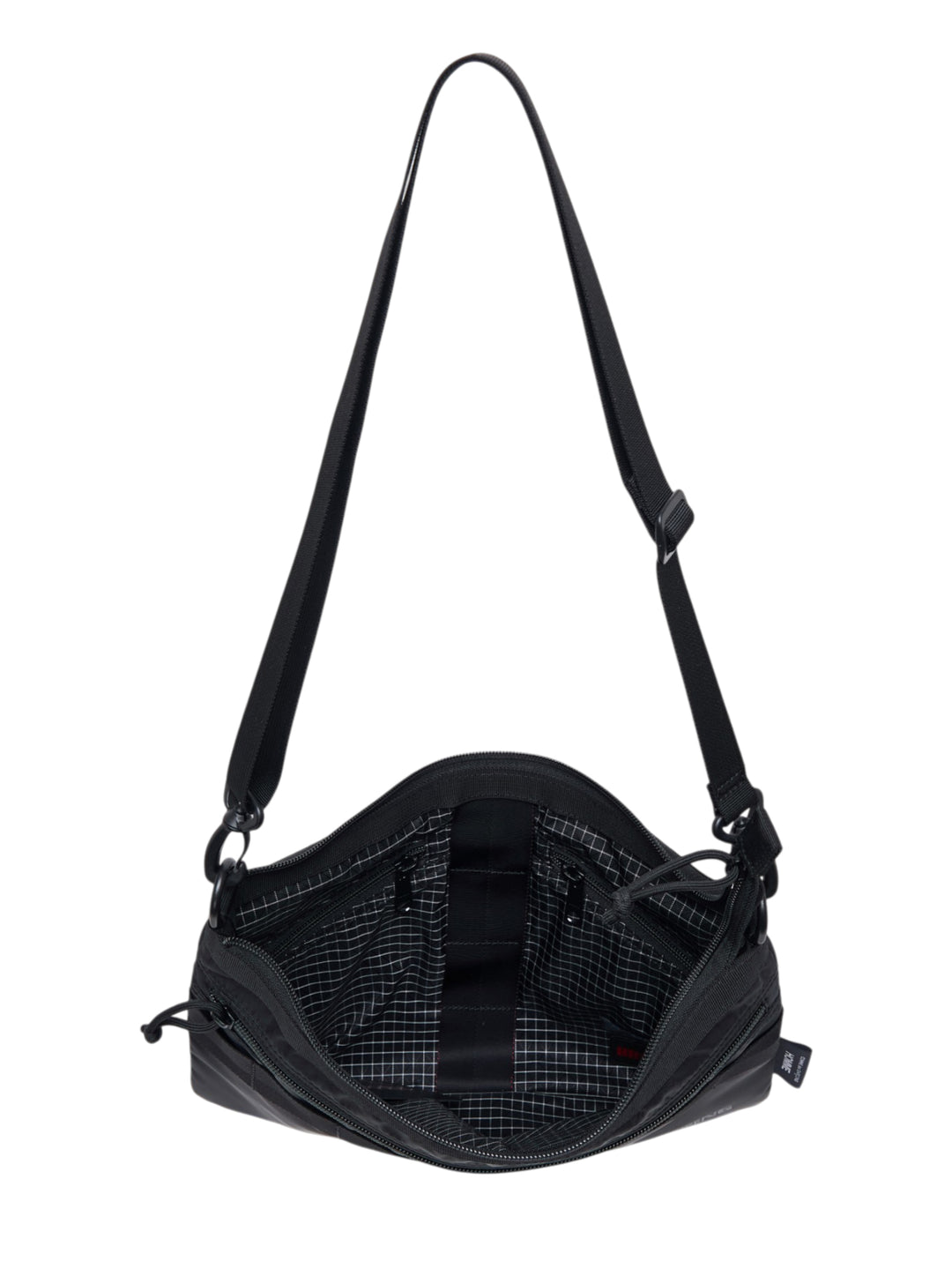 Black nylon duck sacoche crossbody bag with front zip pocket, webbing band, adjustable shoulder strap and Briefing branding - view 3