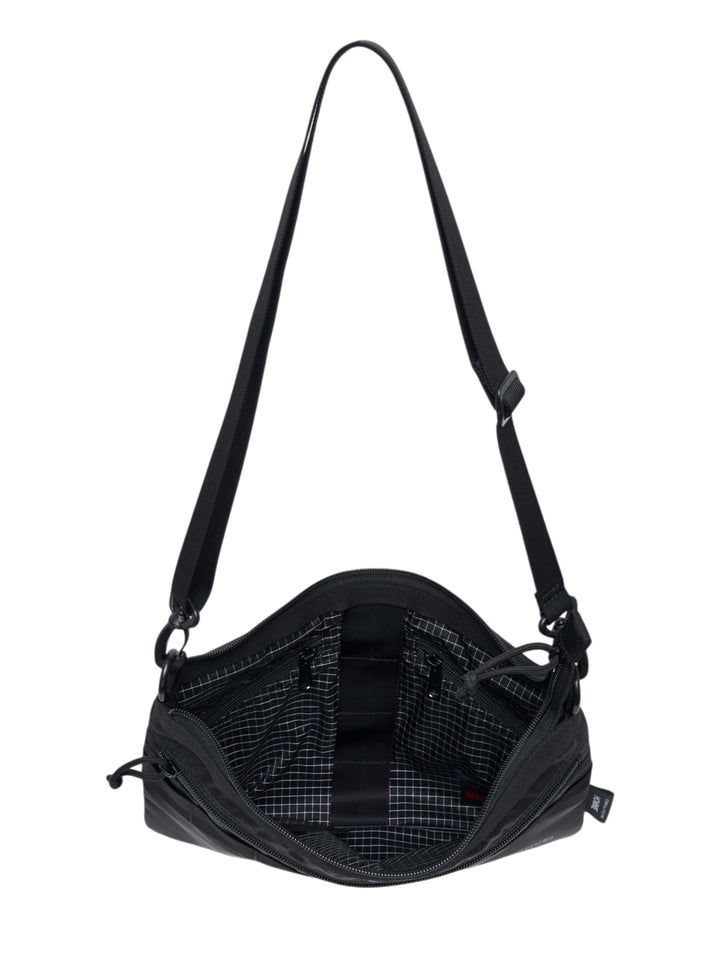 Black nylon duck sacoche crossbody bag with front zip pocket, webbing band, adjustable shoulder strap and Briefing branding - view 3