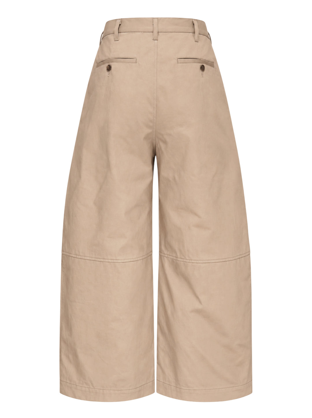 Beige cotton serge wide-leg cropped pants with front pleats and knee seams by Comme des Garçons Homme - view 2