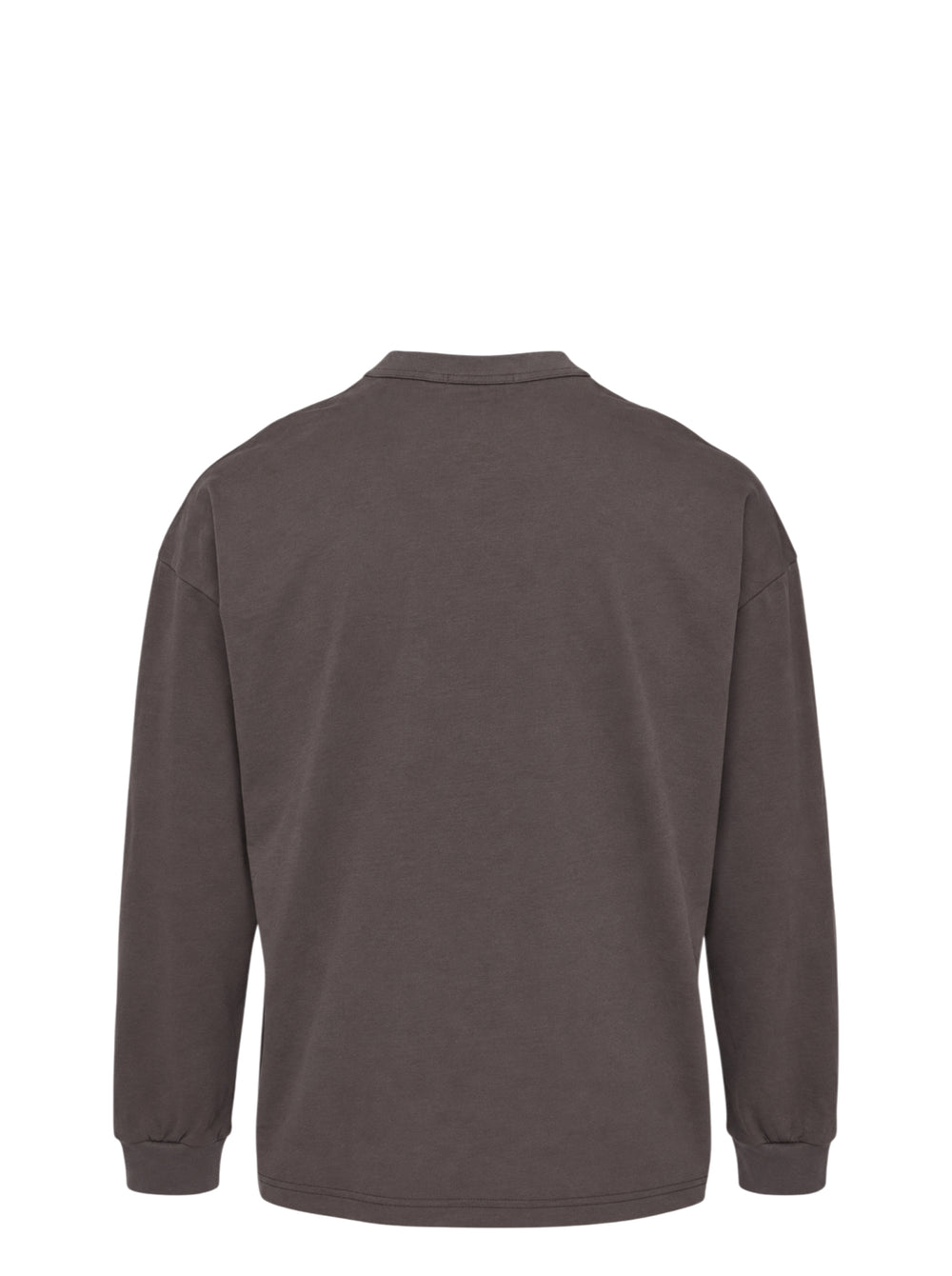 Comme des Garçons Homme slightly brushed cotton jersey long sleeve tee in taupe with crew neck, chest patch pocket, and ribbed cuffs - view 2