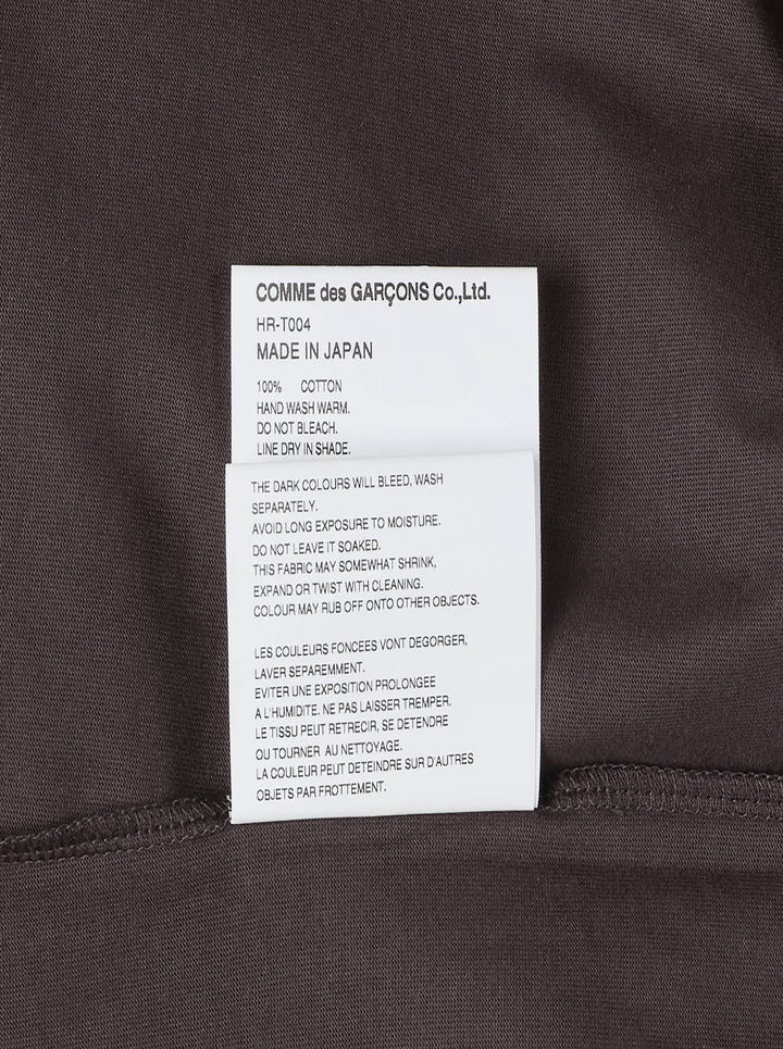 Comme des Garçons Homme slightly brushed cotton jersey long sleeve tee in taupe with crew neck, chest patch pocket, and ribbed cuffs - view 4
