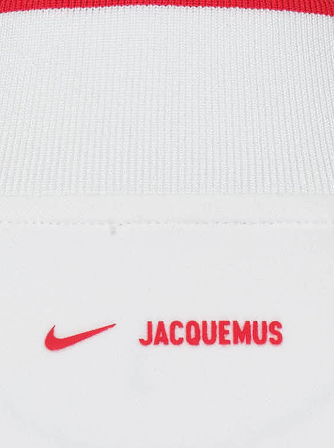 Nike x Jacquemus white mini dress with red piped collar and sleeves, half-zip front, chest patch pocket and fitted hourglass silhouette - view 4
