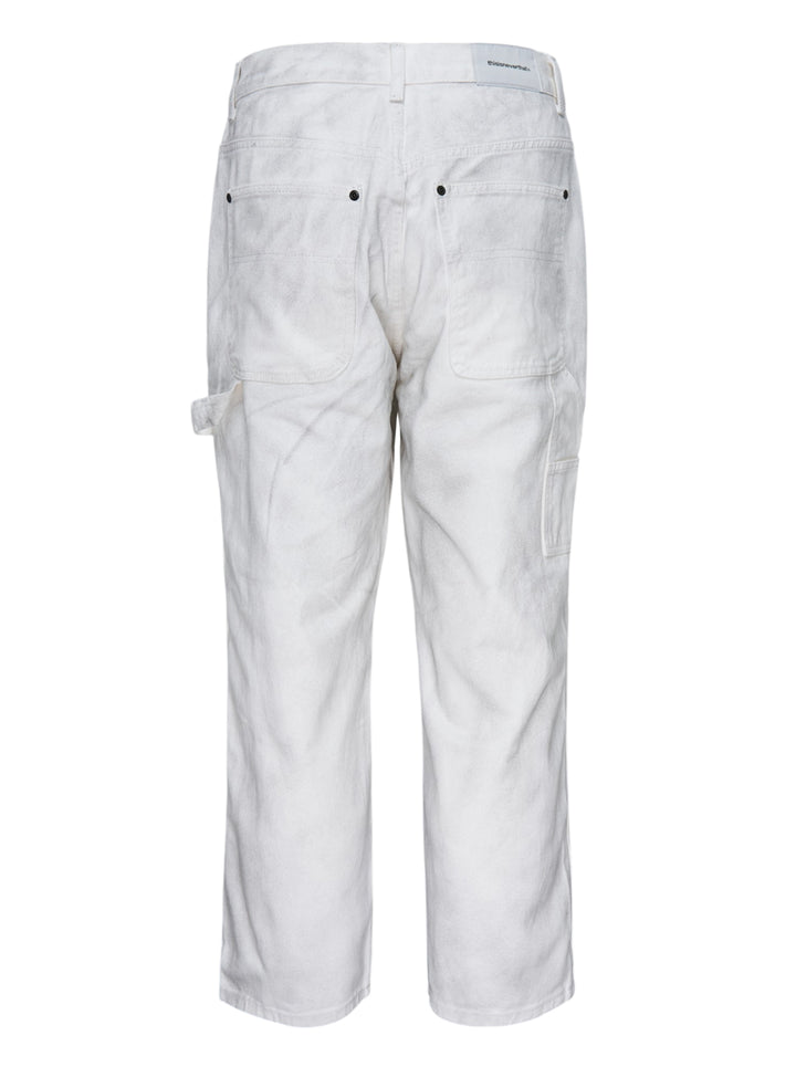 thisisneverthat Painter Pants in washed white with paint-worn finish, relaxed straight-leg silhouette, carpenter utility tab detail, and five-pocket construction — front view - view 2