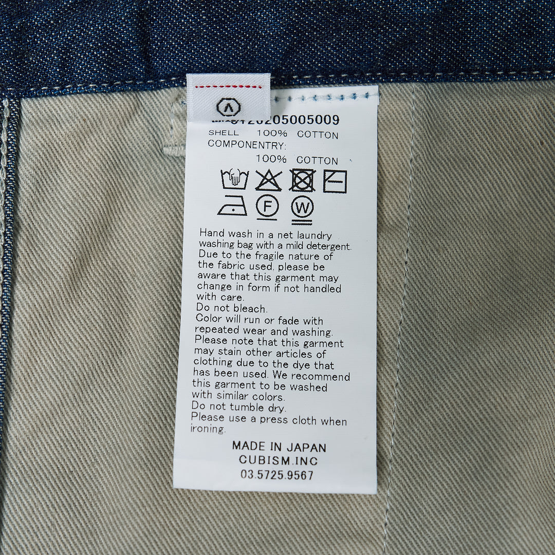 visvim Broader Wide-Leg Jeans in medium indigo denim, shown flat with a high-rise waist, pressed front crease, and wide straight-leg silhouette - view 3
