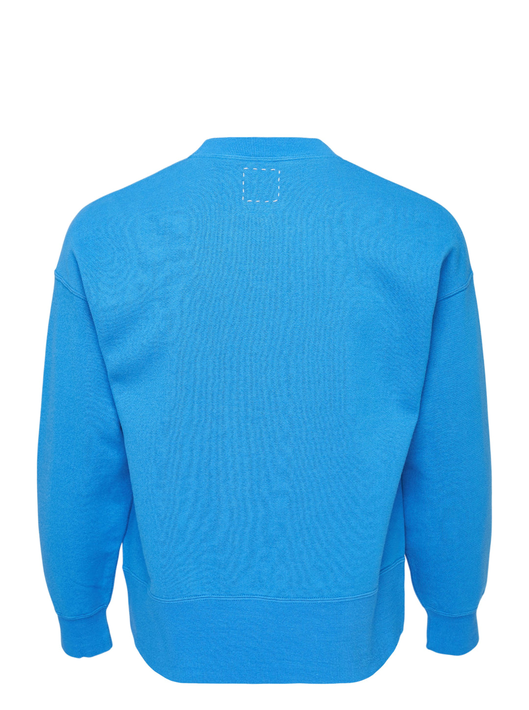 visvim Court long sleeve sweatshirt in bright blue custom cotton with V-gusset, ribbed crewneck, cuffs, and hem - view 2