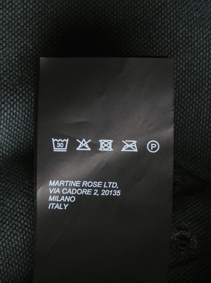 Martine Rose utility sleeve shirt in washed charcoal with snap-button front, flap sleeve pockets and woven Martine Classics chest label - view 3
