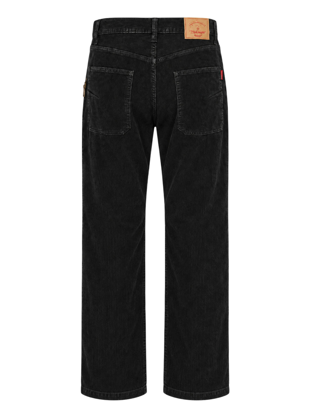 Undercover black corduroy pants with straight legs, knee seams and five-pocket styling, shown front view - view 2