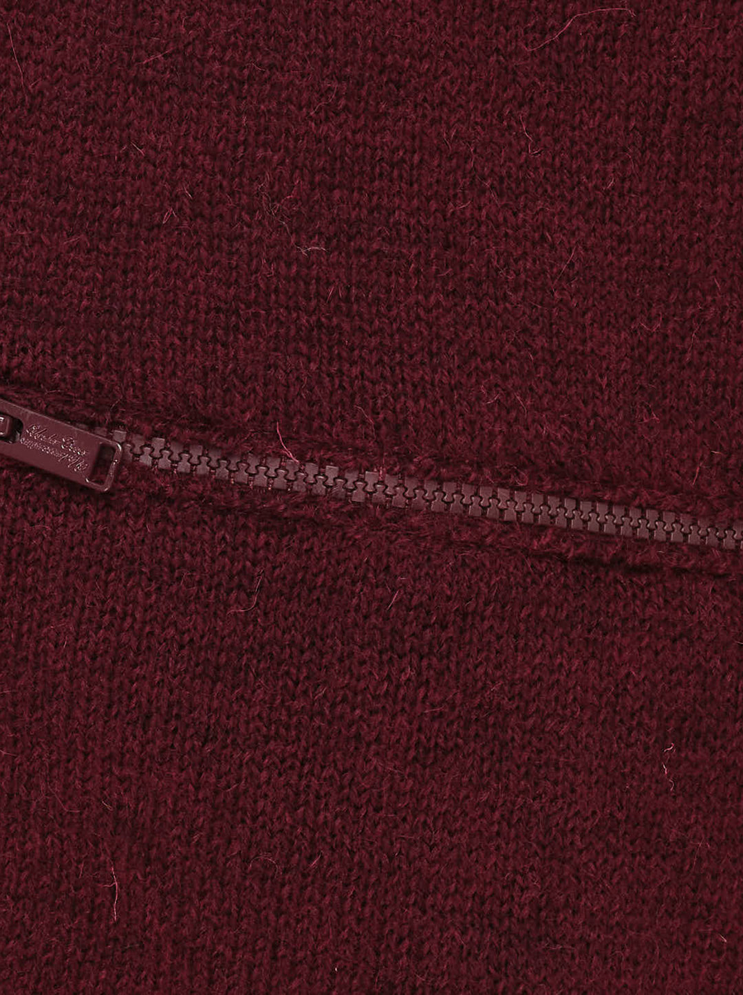 Undercover burgundy knit vest with ribbed V-neck and a horizontal zip pocket at the lower front - view 3