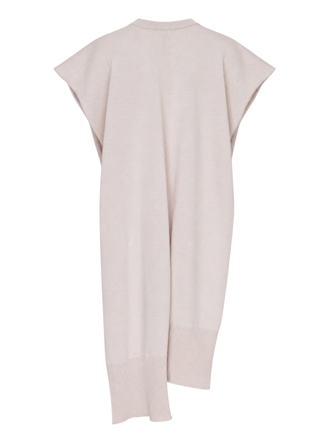 Blush pink cashmere sleeveless scarf top by Niccolò Pasqualetti with cap shoulders, ribbed crew neck and an asymmetric draped hem - view 2