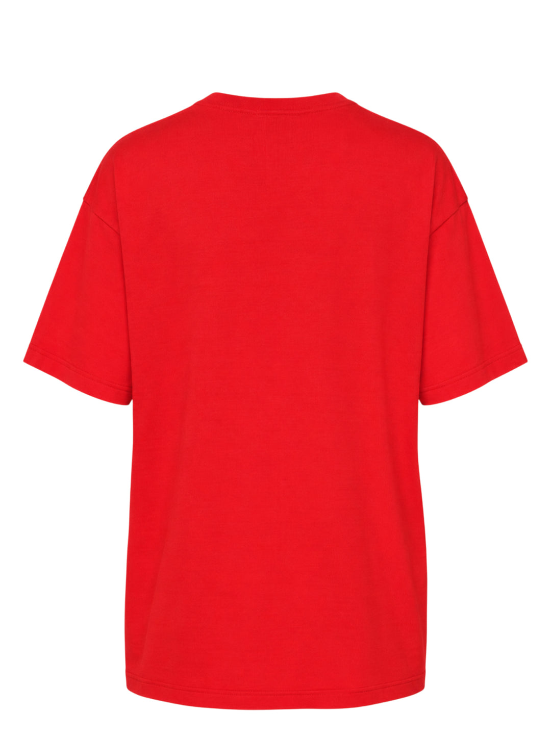 Red oversized Undercover short-sleeve tee with a blue birdcage illustration and white 'Unseen Birds' lettering on the chest - view 2