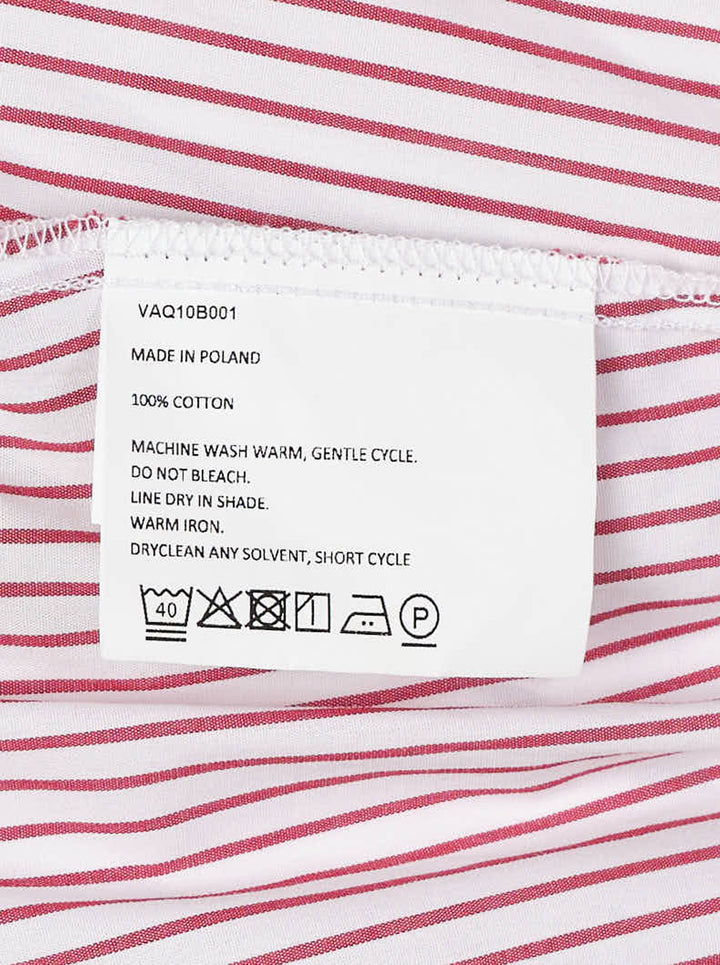 Vaquera red and white striped button-down shirt bodysuit with elasticated peplum waist and cream lace-trimmed leotard base - view 3