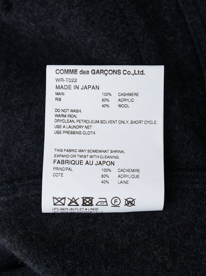 Junya Watanabe MAN charcoal cashmere melton jersey jacket with point collar, four-button front, flap pockets and ribbed cuffs - view 3