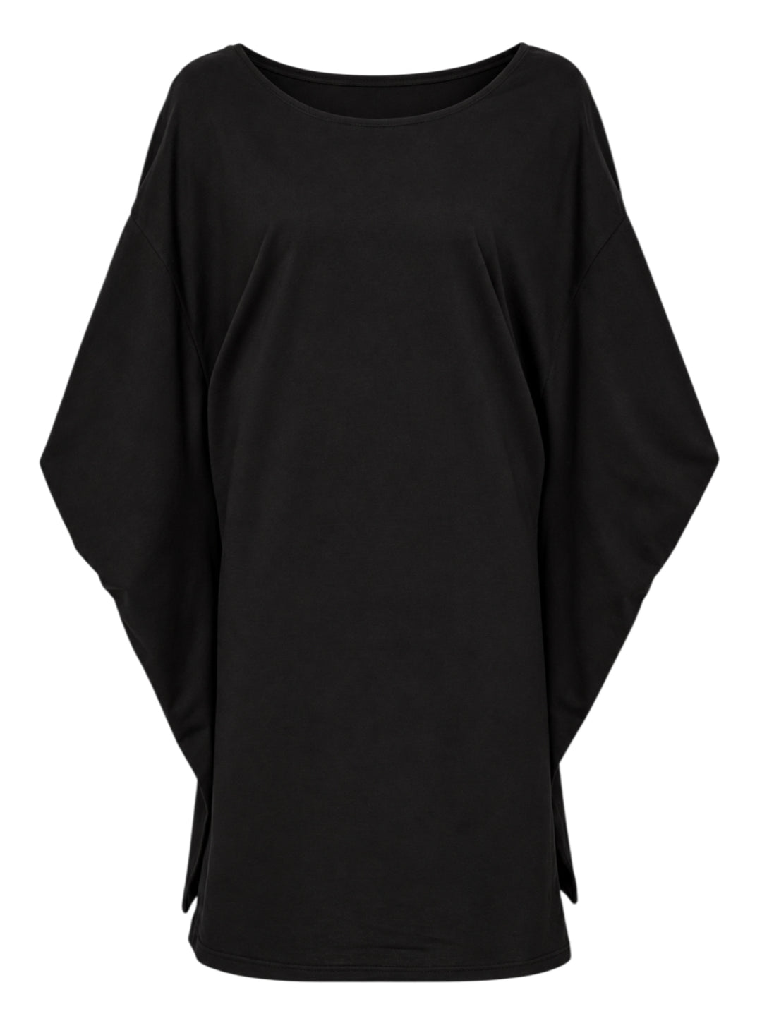 Setchu Origami Jersey Dress in black with folded sculptural sleeves, scoop neckline and relaxed oversized fit