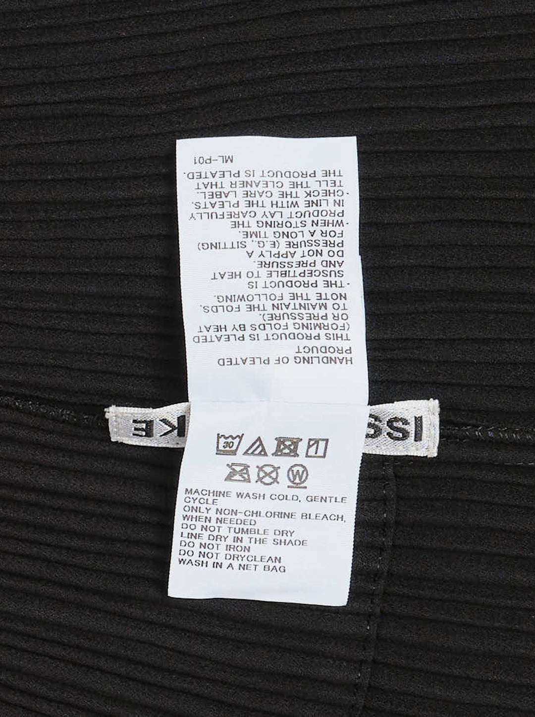 Issey Miyake Hatching Pleats long black pleated coat with notched lapel and two-button front - view 3