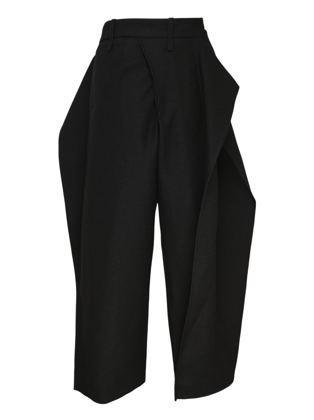 Issey Miyake CALLIGRAPH black woven wide-leg pants with high-rise wrap-fold waistband, triple-button closure, and deep pleated silhouette - view 2