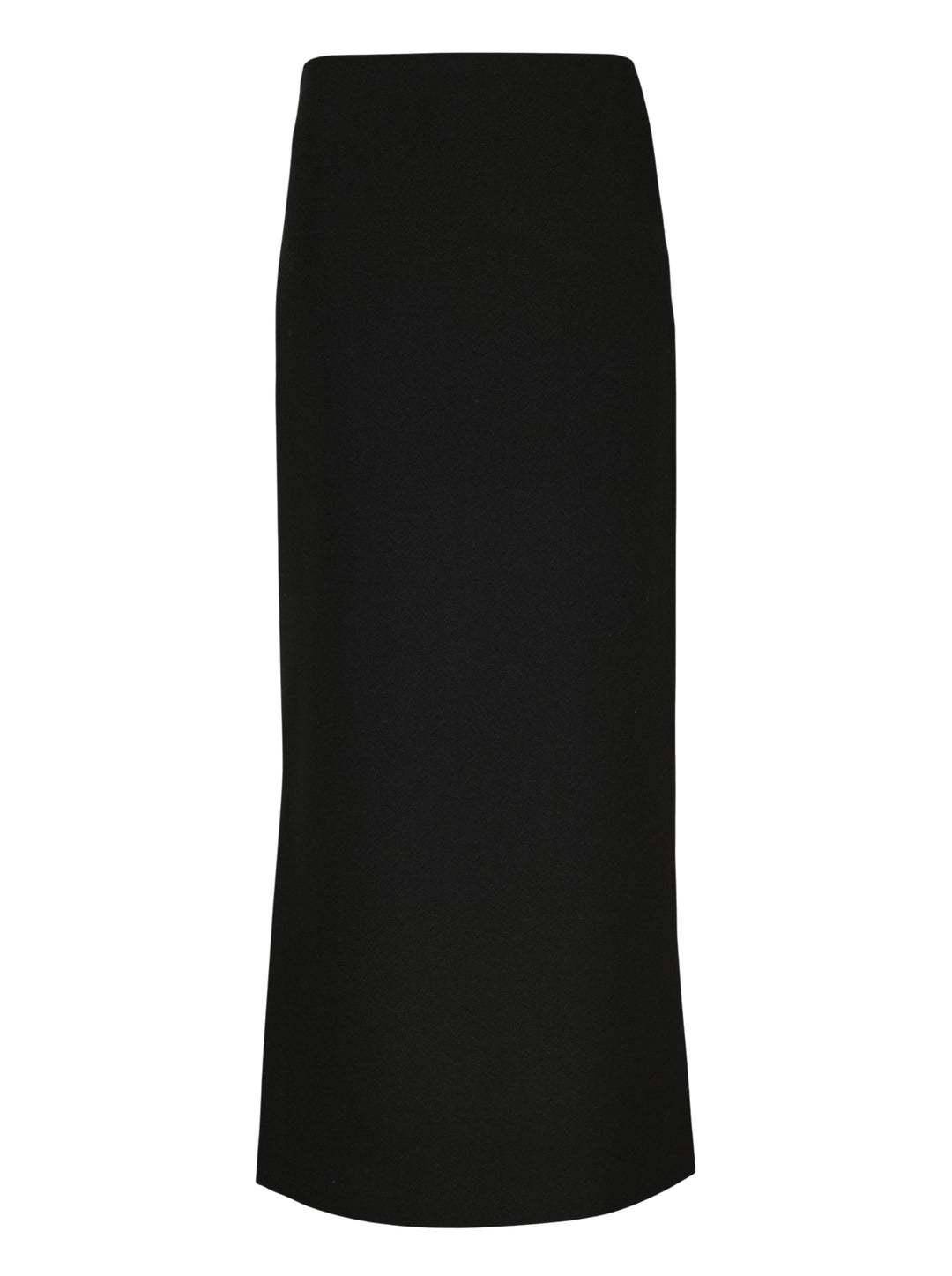Issey Miyake CALLIGRAPH black maxi skirt with a high waist and slim-to-flared silhouette, photographed flat on a white background
