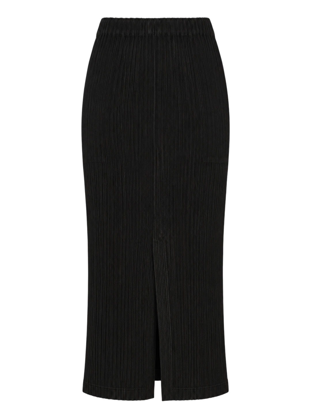 Issey Miyake Hatching Pleats black pleated midi skirt with elasticated waist, front view - view 2
