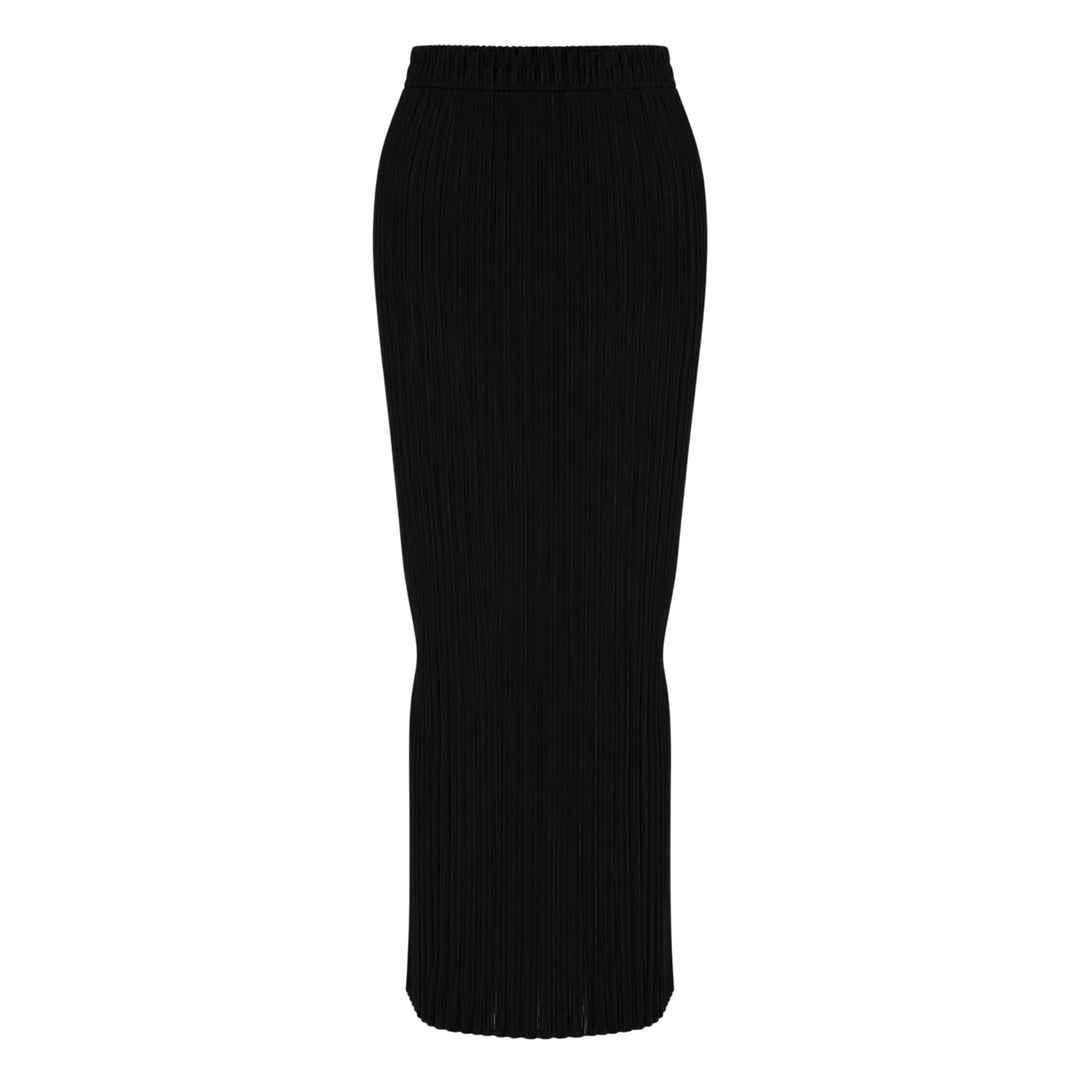 Sheer Slit Pleated Skirt