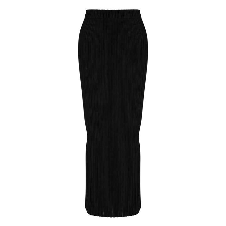 Sheer Slit Pleated Skirt