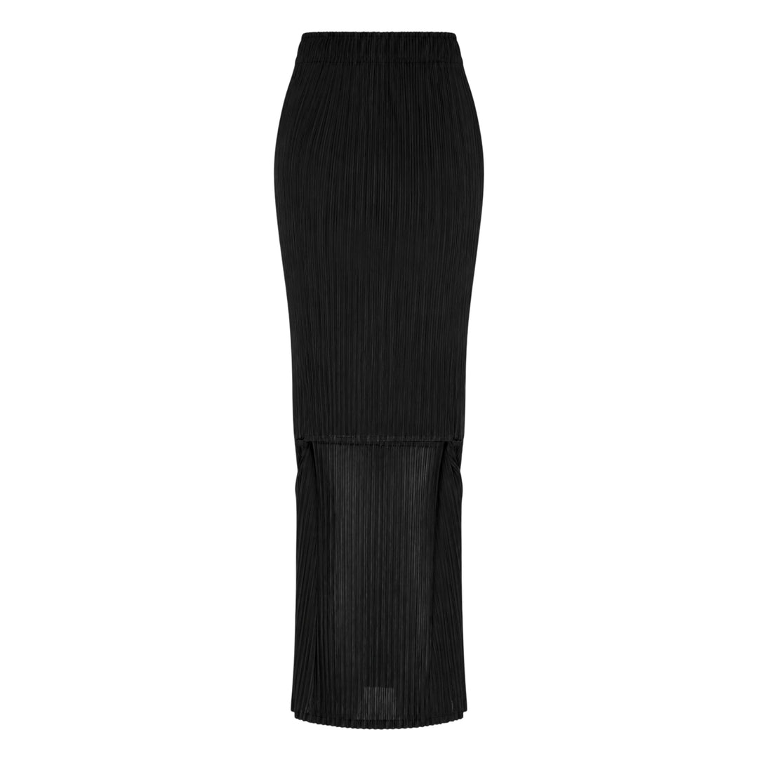 Sheer Slit Pleated Skirt